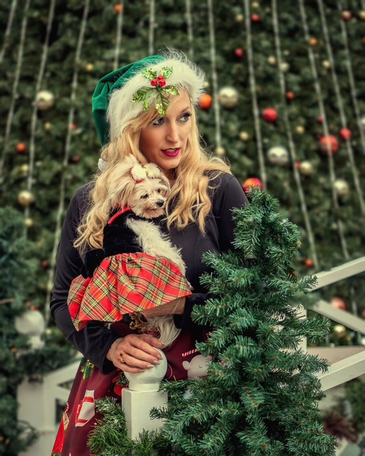 Cheri Garr, Creative Director and Magical Moments Architect of Carolina Holiday Light Spectacular, with her dog Mylie