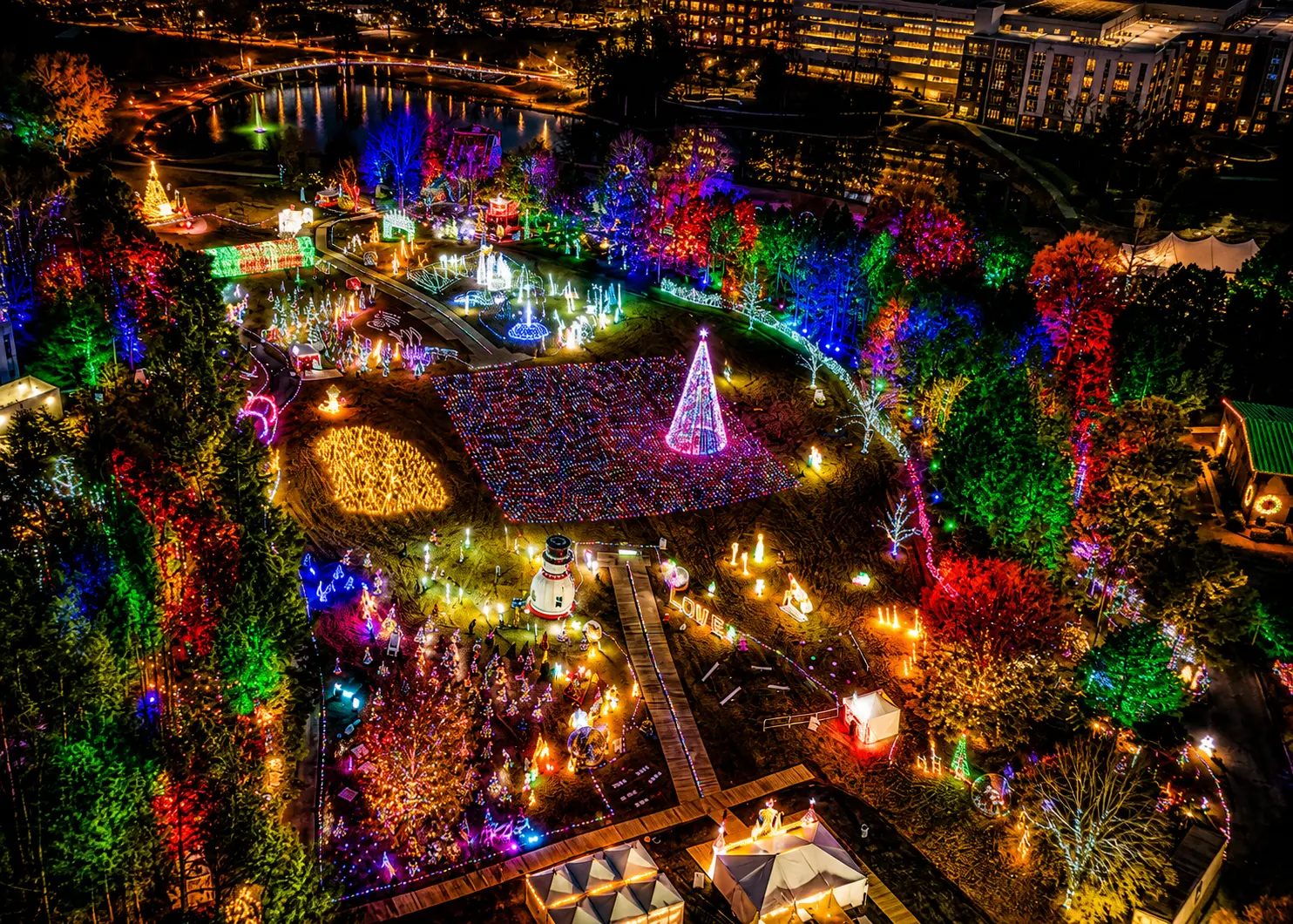 Holiday light tunnel at Carolina Holiday Light Spectacular Charlotte NC