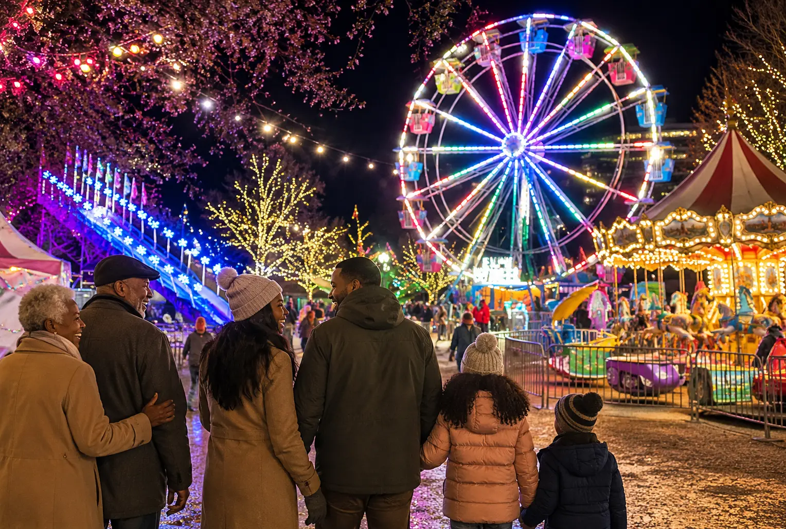 Winter Wonderland Carnival rides at Carolina Holiday Light Spectacular