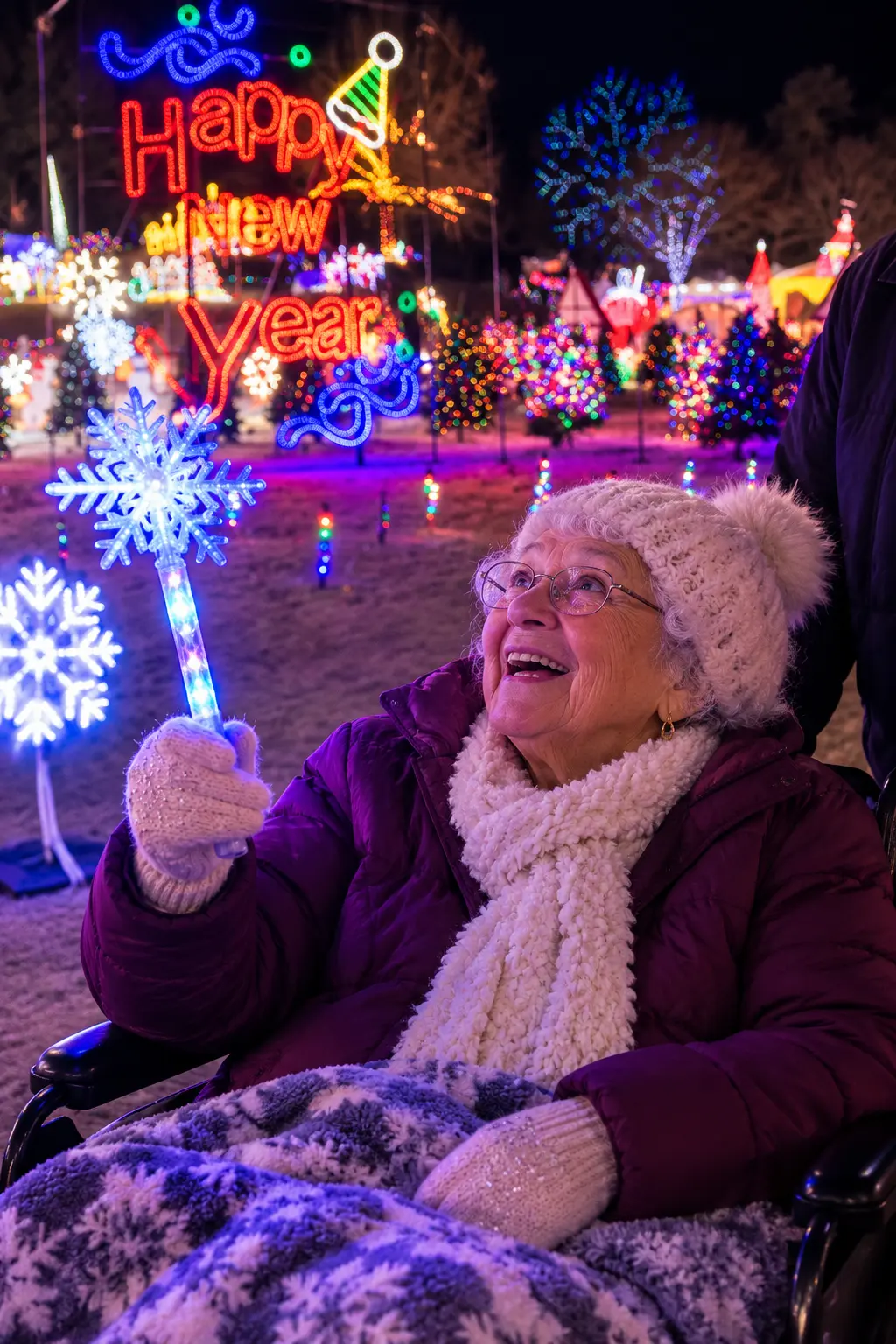 Grandparents experiencing the Magic Snowflake Wand