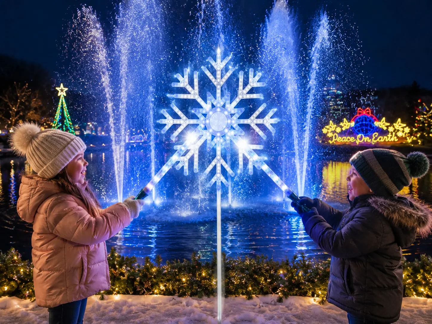 Water dancing after being activated by the Magic Snowflake Wand